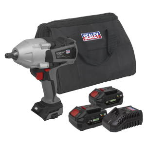 Sealey Premier SV20 Series Brushless Cordless Impact Wrench Kit 20V 4Ah - 2 Batteries (CP20VXIWKIT1)