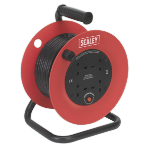 Sealey 25m Heavy-Duty Cable Reel with Thermal Trip 4 x 230V (CR25/1.5)