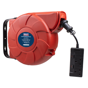 Sealey Cable Reel System Retractable 15m 2 x 230V Socket (CRM15)