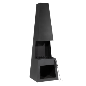Sealey Dellonda Outdoor Chiminea Fireplace Fire Pit Heater Firewood Storage Black Steel (DG107)