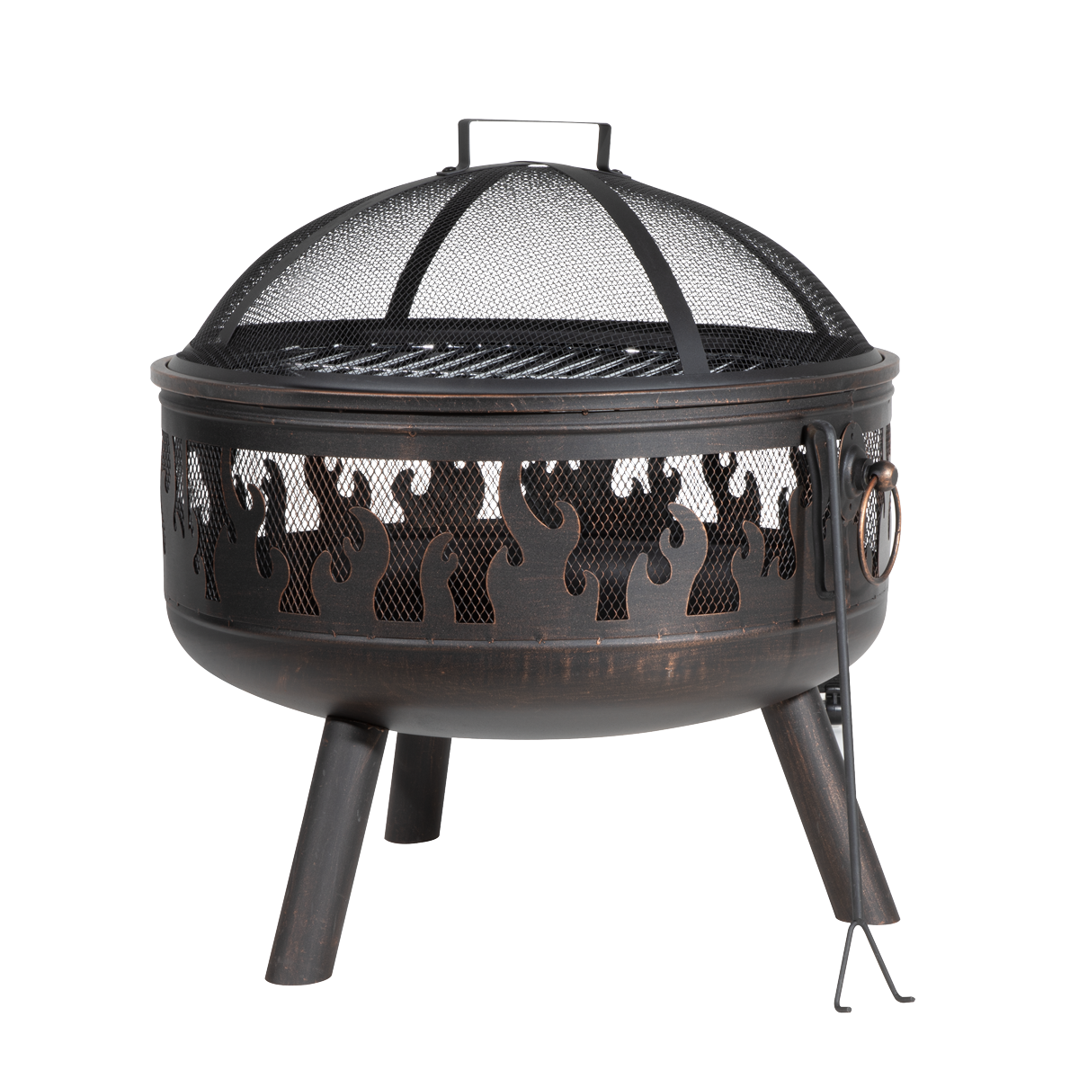 Sealey Dellonda Deluxe Fire Pit Fireplace Outdoor Patio Heater, Cooking Grill & Poker 61cm (DG117)