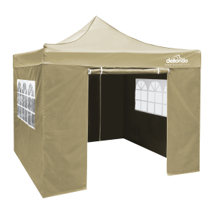 Sealey Dellonda Premium 2x2m Pop-Up Gazebo & Side Walls, PVC Coated, Water-Resistant Fabric, Supplied with Carry Bag, Rope, Stakes & Weight Bags - Beige (DG160)