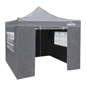 Sealey Dellonda Premium 2x2m Pop-Up Gazebo & Side Walls, PVC Coated, Water-Resistant Fabric, Supplied with Carry Bag, Rope, Stakes & Weight Bags - Grey (DG163)