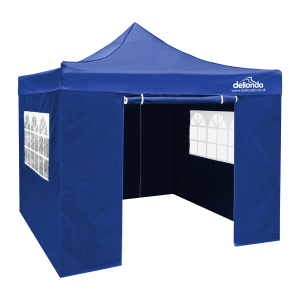 Sealey Dellonda Premium 3x3m Pop-Up Gazebo & Side Walls, PVC Coated, Water-Resistant Fabric with Carry Bag, Rope, Stakes & Weight Bags - Blue (DG165)