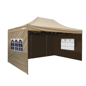 Sealey Dellonda Premium 3x4.5m Pop-Up Gazebo & Side Walls, PVC Coated, Water-Resistant Fabric with Carry Bag, Rope, Stakes & Weight Bags - Beige (DG168)