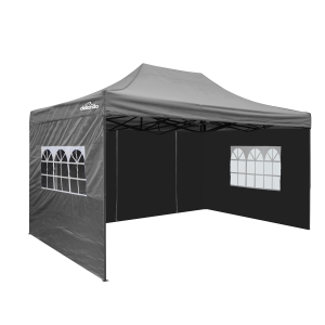Sealey Dellonda Premium 3x4.5m Pop-Up Gazebo & Side Walls, PVC Coated, Water-Resistant Fabric with Carry Bag, Rope, Stakes & Weight Bags - Grey (DG171)