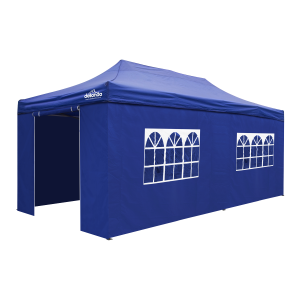 Sealey Dellonda Premium 3x6m Pop-Up Gazebo & Side Walls, PVC Coated, Water-Resistant Fabric with Carry Bag, Rope, Stakes & Weight Bags - Blue Canopy - DG173 (DG173)