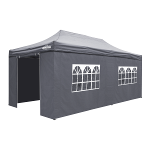 Sealey Dellonda Premium 3x6m Pop-Up Gazebo & Side Walls, PVC Coated, Water-Resistant Fabric with Carry Bag, Rope, Stakes & Weight Bags - Grey (DG175)