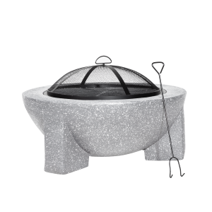 Sealey Dellonda Round MgO Fire Pit with BBQ Grill & Safety Mesh Screen 75cm - Light Grey (DG190)