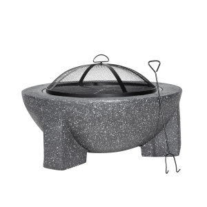 Sealey Dellonda Round MgO Fire Pit with BBQ Grill & Safety Mesh Screen 75cm - Dark Grey (DG191)