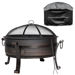 Sealey Dellonda Deluxe 2-in-1 Outdoor Fire Pit/Coffee Table with Drawstring Cover 93cm Antique Bronze Effect (DG237)