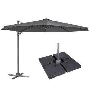 Sealey Dellonda Cantilever Parasol with 360° Rotation, Tilt, Cover & Base 3m - Grey (DG272)