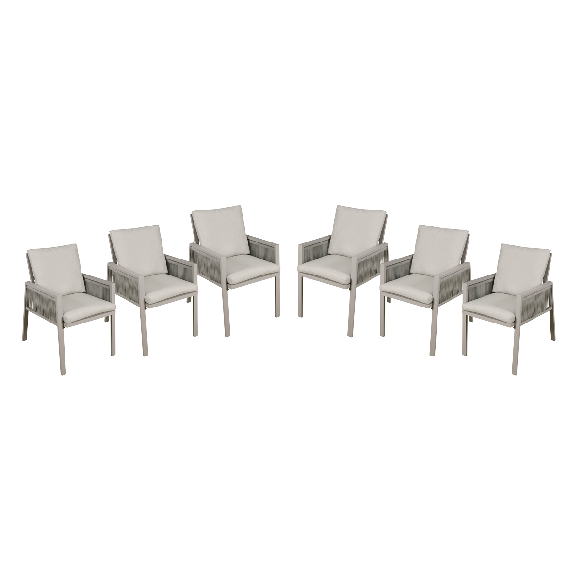 Sealey Dellonda Fusion Garden/Patio Dining Chairs with Armrests 6pc - Light Grey (DG49)