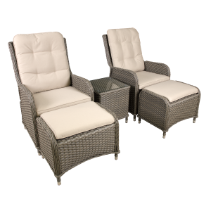 Sealey Dellonda Chester Rattan Wicker Outdoor Recliner Loungers & Table Set 5pc (DG68)