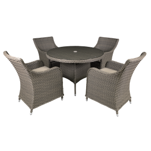 Sealey Dellonda Chester Rattan Wicker Outdoor Dining Set with Tempered Glass Tabletop 5pc (DG84)