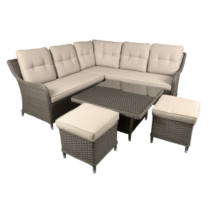Sealey Dellonda Chester Rattan Wicker Outdoor 5-Seater Corner Sofa, Adjustable Table & Footstools Set 5pc (DG89)