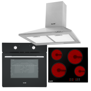 Sealey Baridi Integrated Ceramic Hob with 4 Cooking Zones, Integrated Fan-Assisted Electric Oven & Cooker Hood with Carbon Filters (DH185)