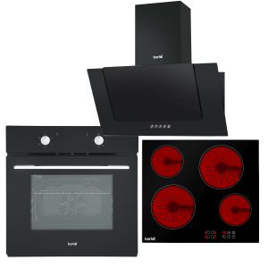 Sealey Baridi Integrated Ceramic Hob with 4 Cooking Zones, Integrated Fan-Assisted Electric Oven & Angled Chimney Cooker Hood with Carbon Filters & LED Lamp (DH186)