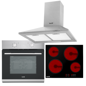 Sealey Baridi Integrated Ceramic Hob with 4 Cooking Zones, Integrated Fan-Assisted Electric Oven & Cooker Hood with Carbon Filters (DH188)