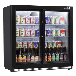 Sealey Baridi Back Bar Drinks Fridge/Cooler with Double Sliding Doors, 190L Capacity (DH273)