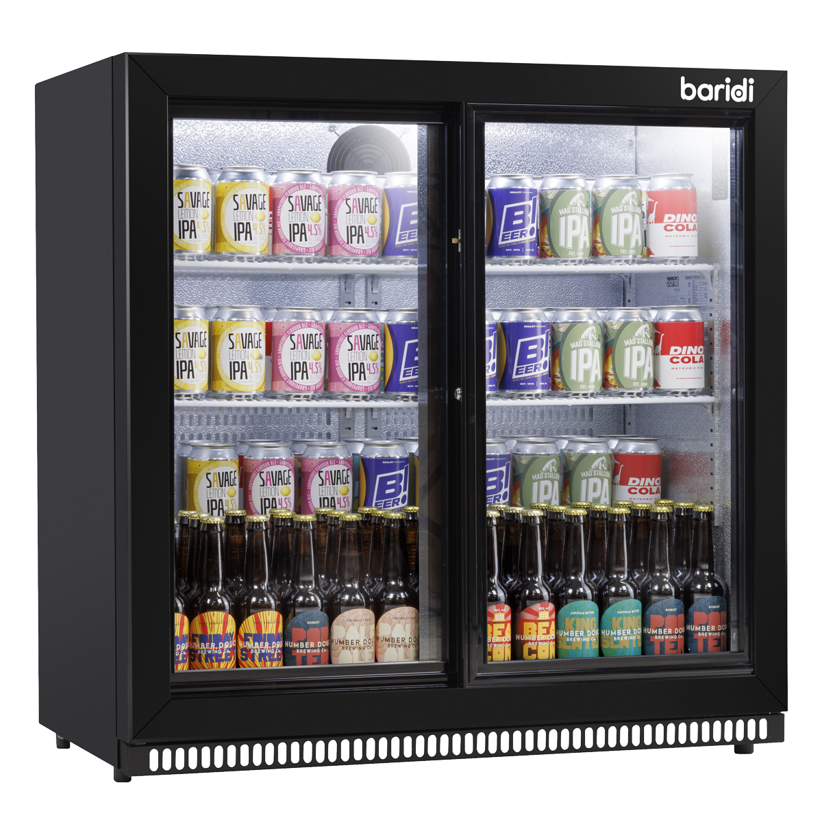 Sealey Baridi Back Bar Drinks Fridge/Cooler with Double Sliding Doors, 190L Capacity (DH273)