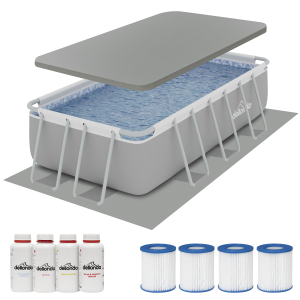 Sealey Dellonda Deluxe Steel Frame Swimming Pool with Filter Pump 13ft, Top Cover, Ground Sheet, Additional Filters & Starter Kit (DL139)