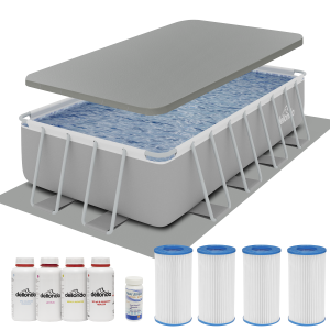 Sealey Dellonda Deluxe Steel Frame Swimming Pool with Filter Pump 18ft, Top Cover, Ground Sheet, Additional Filters & Starter Kit (DL140)