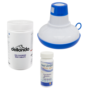 Sealey Dellonda Hot Tub/Spa & Swimming Pool Chlorine Pack includes Chlorine Mini Tabs 1kg, Chemical Floaters & 3-in-1 Test Strips (DL97)