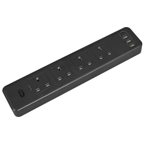 Sealey 2.6m Extension Lead with USB Ports - Black (EL34USBB)