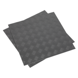 Sealey Vinyl Floor Tile with Peel & Stick Backing Silver Treadplate - Pack of 16 (FT1S)