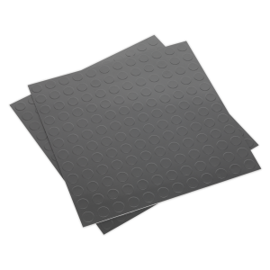 Sealey Vinyl Floor Tile with Peel & Stick Backing Silver Coin - Pack of 16 (FT2S)