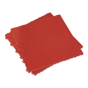Sealey Polypropylene Floor Tile 400 x 400mm, Red Treadplate - Pack of 9 (FT3R)