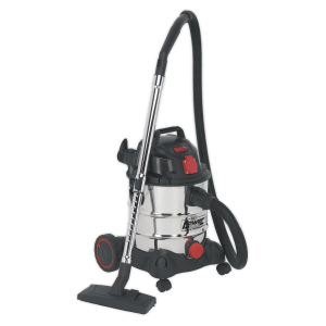 Sealey 20L Industrial Vacuum Cleaner Wet & Dry with Stainless Drum & Auto Start 1400W/230V (PC200SDAUTO)