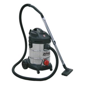 Sealey 30L Vacuum Cleaner Wet & Dry Stainless Steel Drum & Detachable Leaf Blower 1200W/230V (PC300SD)