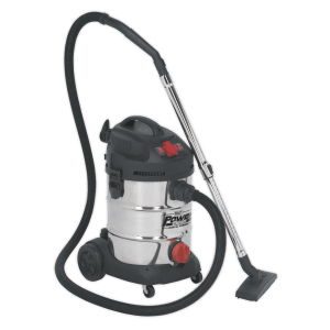 Sealey Industrial Vacuum Cleaner Stainless Steel Drum Auto Start 30L 1400W/230V (PC300SDAUTO)