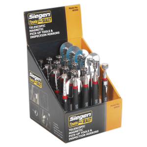 Sealey Siegen Telescopic Magnetic Pick-Up Tools & Inspection Mirrors - Display Box of 20 (S0946)