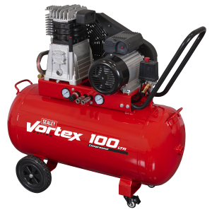 Sealey 100L Belt Drive Air Compressor with Cast Cylinders & Wheels 3.5hp (SAC1103B)