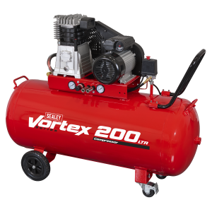 Sealey 200L Belt Drive Air Compressor with Cast Cylinders & Wheels 3.5hp (SAC1203B)