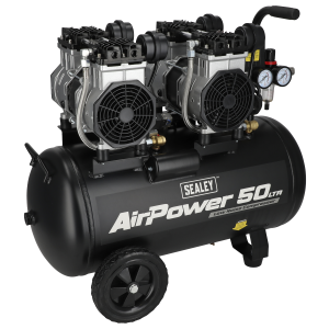 Sealey 50L Low Noise Oil Free Direct Drive Air Compressor 2 x 2hp (SAC5001S)