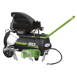 Sealey 50L Direct Drive Air Compressor 2hp with 4pc Air Accessory Kit (SAC5020EPK)