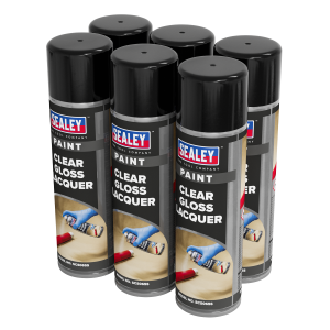 Sealey Gloss Lacquer 500ml, Clear - Pack of 6 (SCS065)