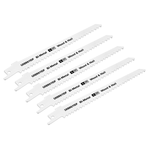 Sealey Reciprocating Saw Blade for Wood & Nail 150mm 6tpi - Pack of 5 (SRBR611DF)