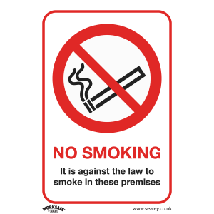 Sealey Worksafe® No Smoking On Premises Safety Sign - Rigid Plastic (SS12P1)