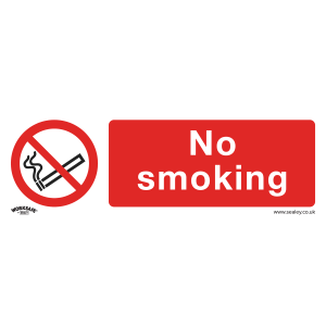 Sealey Worksafe® No Smoking Safety Sign, Rigid Plastic - Pack of 10 (SS13P10)