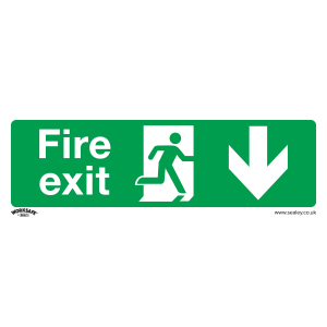 Sealey Worksafe® Fire Exit (Down) Safety Sign, Rigid Plastic - Pack of 10 (SS22P10)