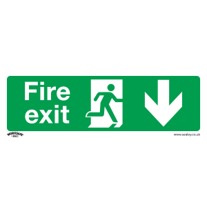Sealey Worksafe® Fire Exit (Down) Safety Sign - Rigid Plastic (SS22P1)