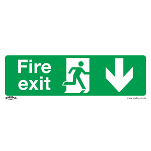 Sealey Worksafe® Fire Exit (Down) Safety Sign - Self-Adhesive Vinyl (SS22V1)