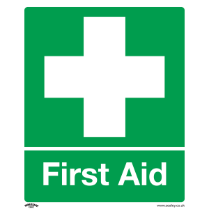 Sealey Worksafe® First Aid Safety Sign, Self-Adhesive Vinyl - Pack of 10 (SS26V10)