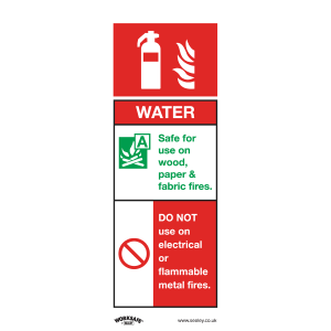 Sealey Worksafe® Water Fire Extinguisher Safety Sign - Rigid Plastic (SS27P1)