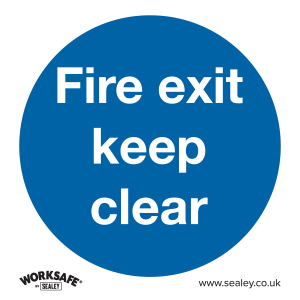 Sealey Worksafe® Fire Exit Keep Clear Safety Sign - Rigid Plastic (SS2P1)
